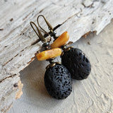 Endurance / Designer Jewelry Raw Amber Stone Earrings Hypoallergenic Jewelry Earrings with Natural Amber Gift for Momen