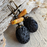 Endurance / Designer Jewelry Raw Amber Stone Earrings Hypoallergenic Jewelry Earrings with Natural Amber Gift for Momen