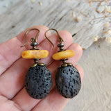 Endurance / Designer Jewelry Raw Amber Stone Earrings Hypoallergenic Jewelry Earrings with Natural Amber Gift for Momen
