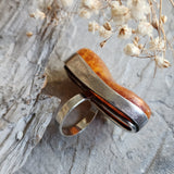 Contemp / 9.2 / Designer Jewelry Raw Amber Stone 925 Silver Ring Hypoallergenic Jewelry Ring with Natural Amber Gift for Momen