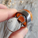Contemp / 9.2 / Designer Jewelry Raw Amber Stone 925 Silver Ring Hypoallergenic Jewelry Ring with Natural Amber Gift for Momen
