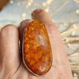 Contemp / 9.2 / Designer Jewelry Raw Amber Stone 925 Silver Ring Hypoallergenic Jewelry Ring with Natural Amber Gift for Momen