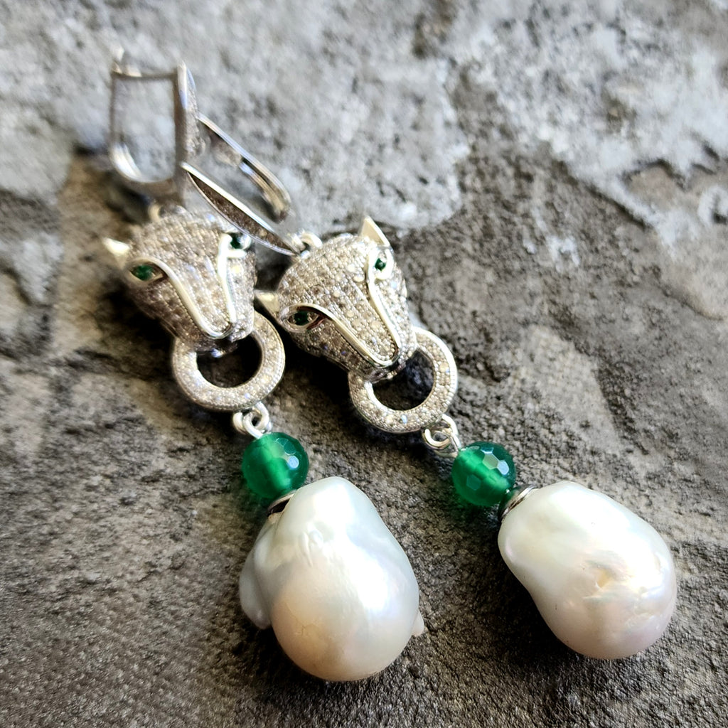 Honeymoon / Silver Designer Earrings Natural Baroque Pearls Stone Hypoallergenic Jewelry Most Popular Jewelry Gift For Women