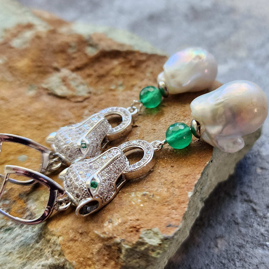 Honeymoon / Silver Designer Earrings Natural Baroque Pearls Stone Hypoallergenic Jewelry Most Popular Jewelry Gift For Women