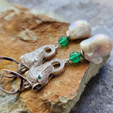 Honeymoon / Silver Designer Earrings Natural Baroque Pearls Stone Hypoallergenic Jewelry Most Popular Jewelry Gift For Women