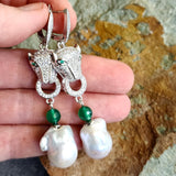 Honeymoon / Silver Designer Earrings Natural Baroque Pearls Stone Hypoallergenic Jewelry Most Popular Jewelry Gift For Women