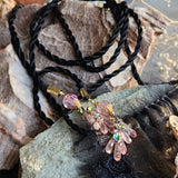 Jane Eyre  / Deigner Necklace Shabby Chic Jabot Large Rose Magnolia Black Bow tie Handcrafted Large Cameo Necklace