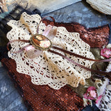 Jane Eyre  / Deigner Necklace Shabby Chic Jabot Large Rose Magnolia Black Bow tie Handcrafted Large Cameo Necklace