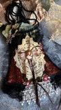 Jane Eyre  / Deigner Necklace Shabby Chic Jabot Large Rose Magnolia Black Bow tie Handcrafted Large Cameo Necklace