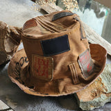 PEACEMAKER / Designer Hat Ripped Patchwork Floppy Top Hat Upcycled Recycled Eco-sustainable