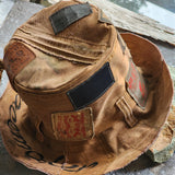 PEACEMAKER / Designer Hat Ripped Patchwork Floppy Top Hat Upcycled Recycled Eco-sustainable