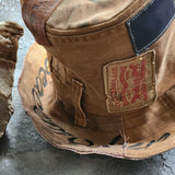 PEACEMAKER / Designer Hat Ripped Patchwork Floppy Top Hat Upcycled Recycled Eco-sustainable
