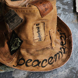 PEACEMAKER / Designer Hat Ripped Patchwork Floppy Top Hat Upcycled Recycled Eco-sustainable