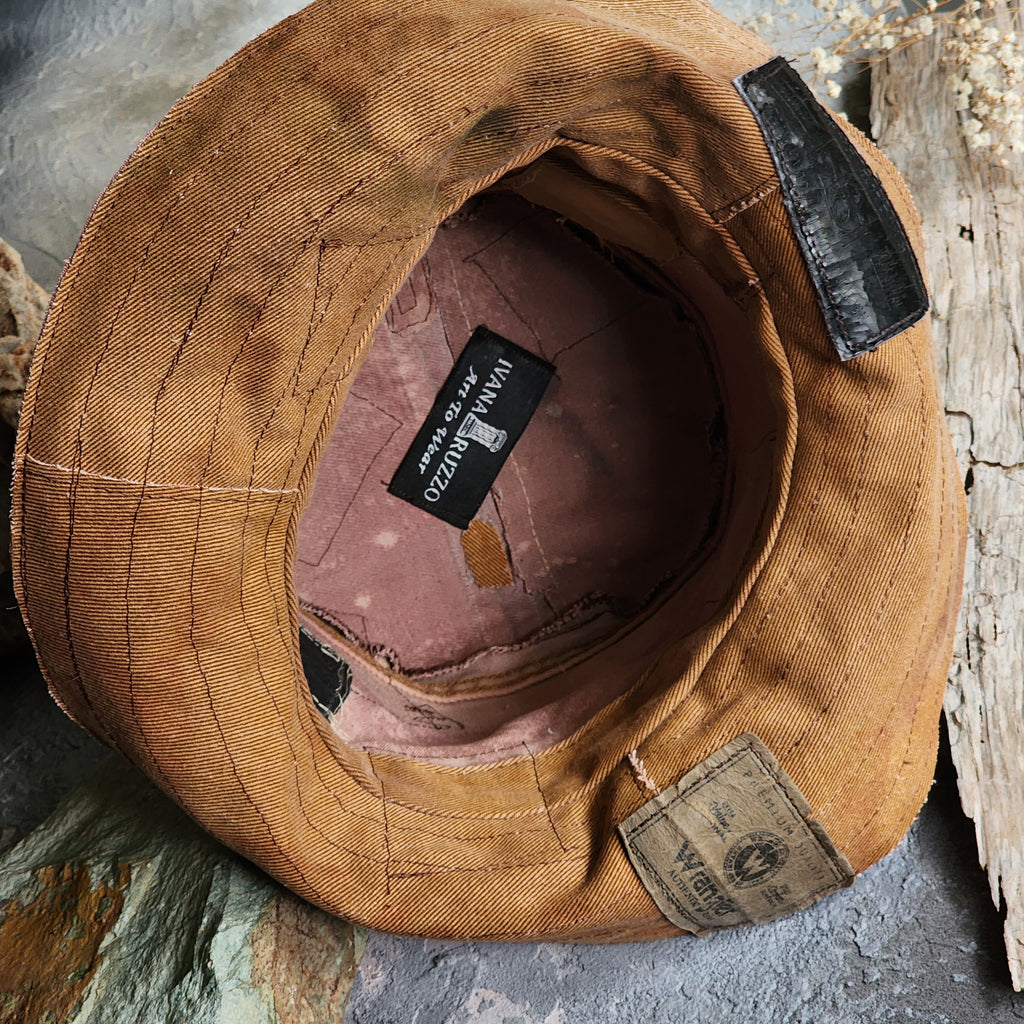 PEACEMAKER / Designer Hat Ripped Patchwork Floppy Top Hat Upcycled Recycled Eco-sustainable