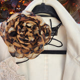 Leppard Rose / Big black Silk Rose flower Choker Necklace Floral Choker Necklace Black Rose Choker Women's Vintage Rose Cchoker