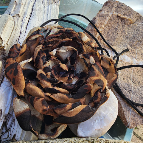 Leppard Rose / Big black Silk Rose flower Choker Necklace Floral Choker Necklace Black Rose Choker Women's Vintage Rose Cchoker