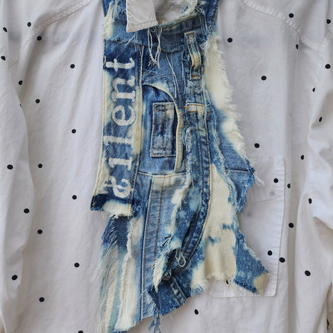 $ilent / Designer Techwear Upcycled Denim Tie Hippie Concept Boro Visvim Patchwork Upcycled Vintage Denim Contemporary Jabot