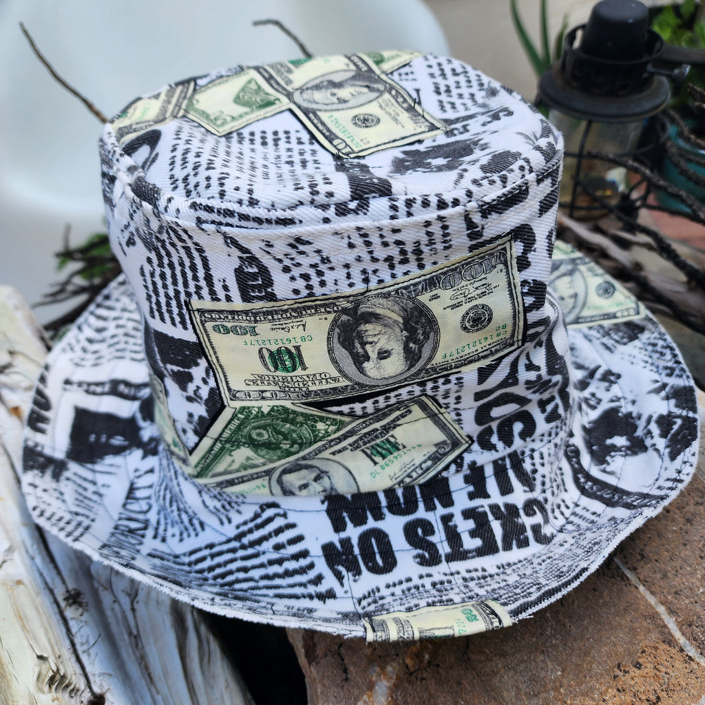 WONKA SHOWTIME New York / Bohemian Shabby Chic Top Hat Upcycled Denim Distressed Boro Dyed Acid-washed