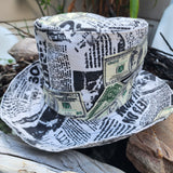 WONKA SHOWTIME New York / Bohemian Shabby Chic Top Hat Upcycled Denim Distressed Boro Dyed Acid-washed