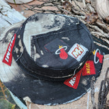 MIAMI HEAT / Bohemian Shabby Chic Buckle Hat Upcycled Denim Distressed Boro Dyed Acid-washed