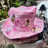 DOGS & HEARTS / Bohemian Shabby Chic Top Hat Upcycled Denim Distressed Boro Dyed Acid-washed