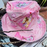 DOGS & HEARTS / Bohemian Shabby Chic Top Hat Upcycled Denim Distressed Boro Dyed Acid-washed