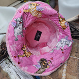DOGS & HEARTS / Bohemian Shabby Chic Top Hat Upcycled Denim Distressed Boro Dyed Acid-washed