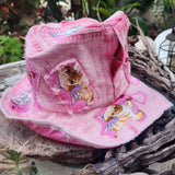DOGS & HEARTS / Bohemian Shabby Chic Top Hat Upcycled Denim Distressed Boro Dyed Acid-washed