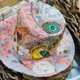 Epic Kat / Designer Hat Designer Hat Ripped Shabby Chic Patchwork Cat Floppy Top Hat Upcycled Recycled  Hand Stitched