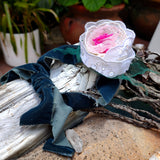 Can I call You Rose / Boho Rose Choker Flower Tie Brooch Clip Upcycled Jabot Magnolia Apple Blossom Upcycled Concept Store