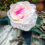 Can I call You Rose / Boho Rose Choker Flower Tie Brooch Clip Upcycled Jabot Magnolia Apple Blossom Upcycled Concept Store
