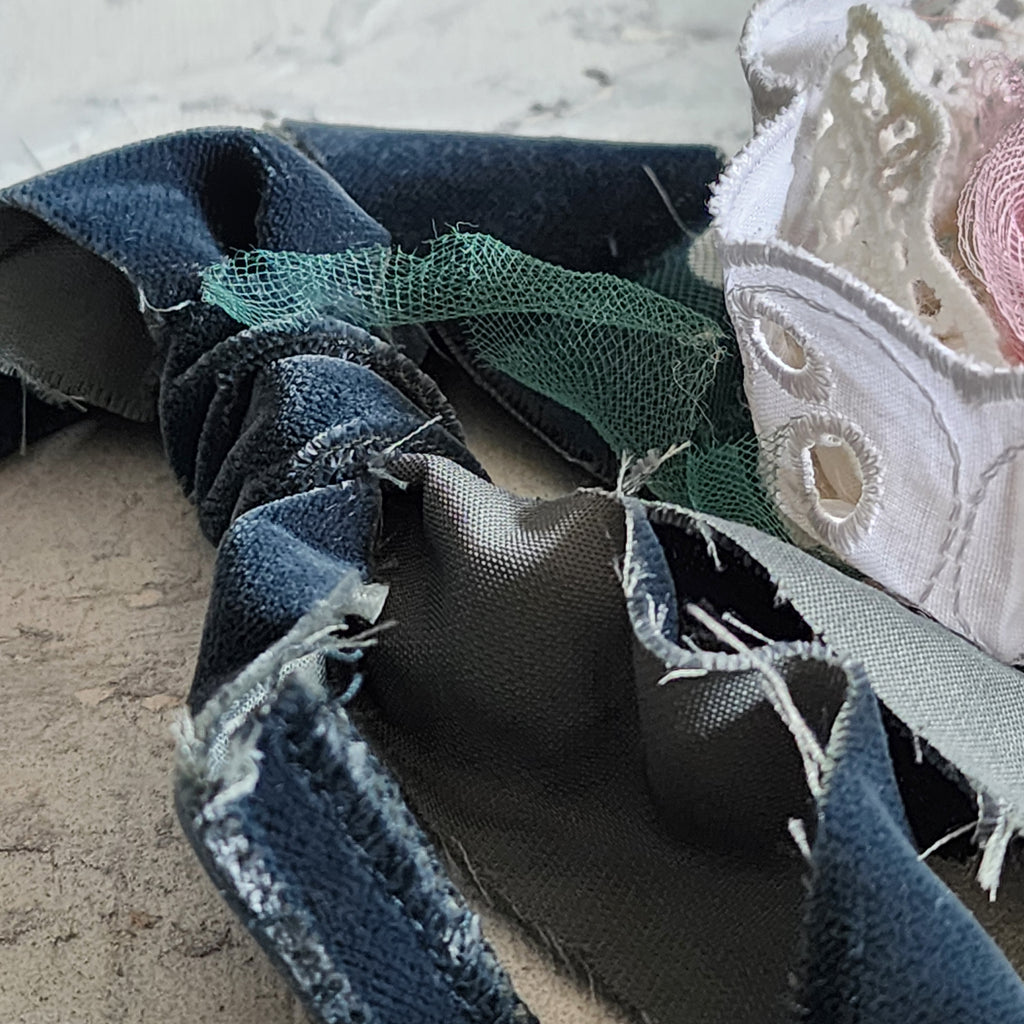 Can I call You Rose / Boho Rose Choker Flower Tie Brooch Clip Upcycled Jabot Magnolia Apple Blossom Upcycled Concept Store