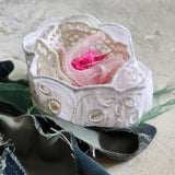 Can I call You Rose / Boho Rose Choker Flower Tie Brooch Clip Upcycled Jabot Magnolia Apple Blossom Upcycled Concept Store