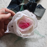 Can I call You Rose / Boho Rose Choker Flower Tie Brooch Clip Upcycled Jabot Magnolia Apple Blossom Upcycled Concept Store