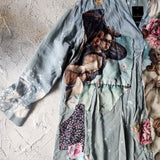 Venus Patch /  Designer 100% Silk Kimono Boho Maxi Dress Floral Angel Petchwork Luxury Resort Wear Concept Upcycled