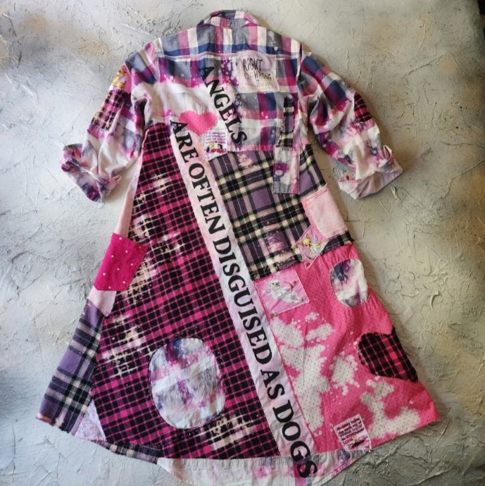Dogs Angels / Designer Kimono Duster Upcycled Couture Vintage Denim Flannel Concept Boro Visvim Patchwork Sustainable Artisan