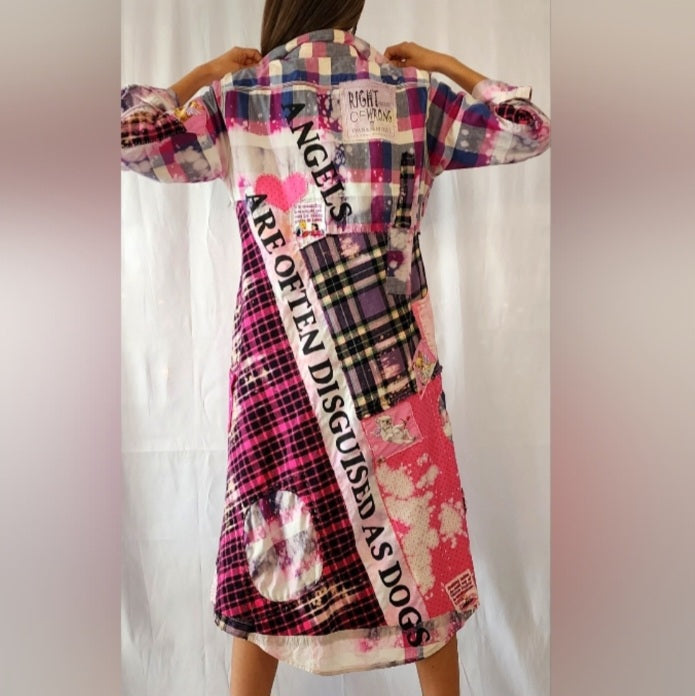 Dogs Angels / Designer Kimono Duster Upcycled Couture Vintage Denim Flannel Concept Boro Visvim Patchwork Sustainable Artisan