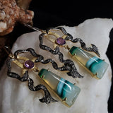 OLD MONEY / Silver Gold Earrings Natural Pearls Crystals Stone Hypoallergenic Jewelry Luxury Jewelry Gift For Women