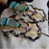 OLD MONEY / Silver Gold Earrings Natural Pearls Crystals Stone Hypoallergenic Jewelry Luxury Jewelry Gift For Women