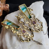 OLD MONEY / Silver Gold Earrings Natural Pearls Crystals Stone Hypoallergenic Jewelry Luxury Jewelry Gift For Women