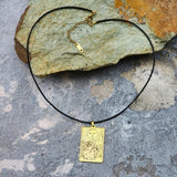 GOLD TAROT / Gold Tarot Card Pendant Leather Necklace Unique Necklace Hand Stars Mystic Spell Necklace Celestial Jewelry Gift for Her