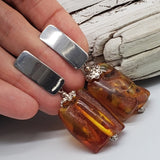 Charm Your Day / Designer Jewelry Raw Amber Stone Earrings Hypoallergenic Jewelry with Natural Amber Gift for Momen