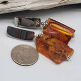 Charm Your Day / Designer Jewelry Raw Amber Stone Earrings Hypoallergenic Jewelry with Natural Amber Gift for Momen