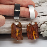 Charm Your Day / Designer Jewelry Raw Amber Stone Earrings Hypoallergenic Jewelry with Natural Amber Gift for Momen