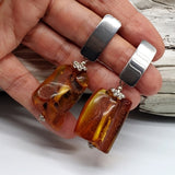 Charm Your Day / Designer Jewelry Raw Amber Stone Earrings Hypoallergenic Jewelry with Natural Amber Gift for Momen