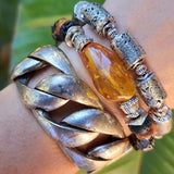 For My One And Only / Designer Jewelry Raw Amber Stone Bracelet Hypoallergenic Leather Bracelet with Natural Amber Gift for Momen
