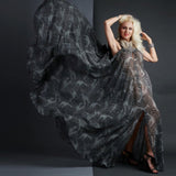 SAFARI / What To Wear For Art Event In Basel Miami Giraffe African Print Maxi Dress For Fashion Photo shoot