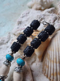 On The Wave / Large Surf Choker Natural Blue Stone Chrome Lava Unique Beaded Necklace for Men