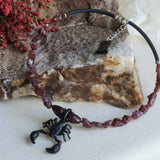 SCORPIO / Large Pendant Raw Natural Garnet Crystals Black Rhodium BohoRaw Natural Garnet nuggets/