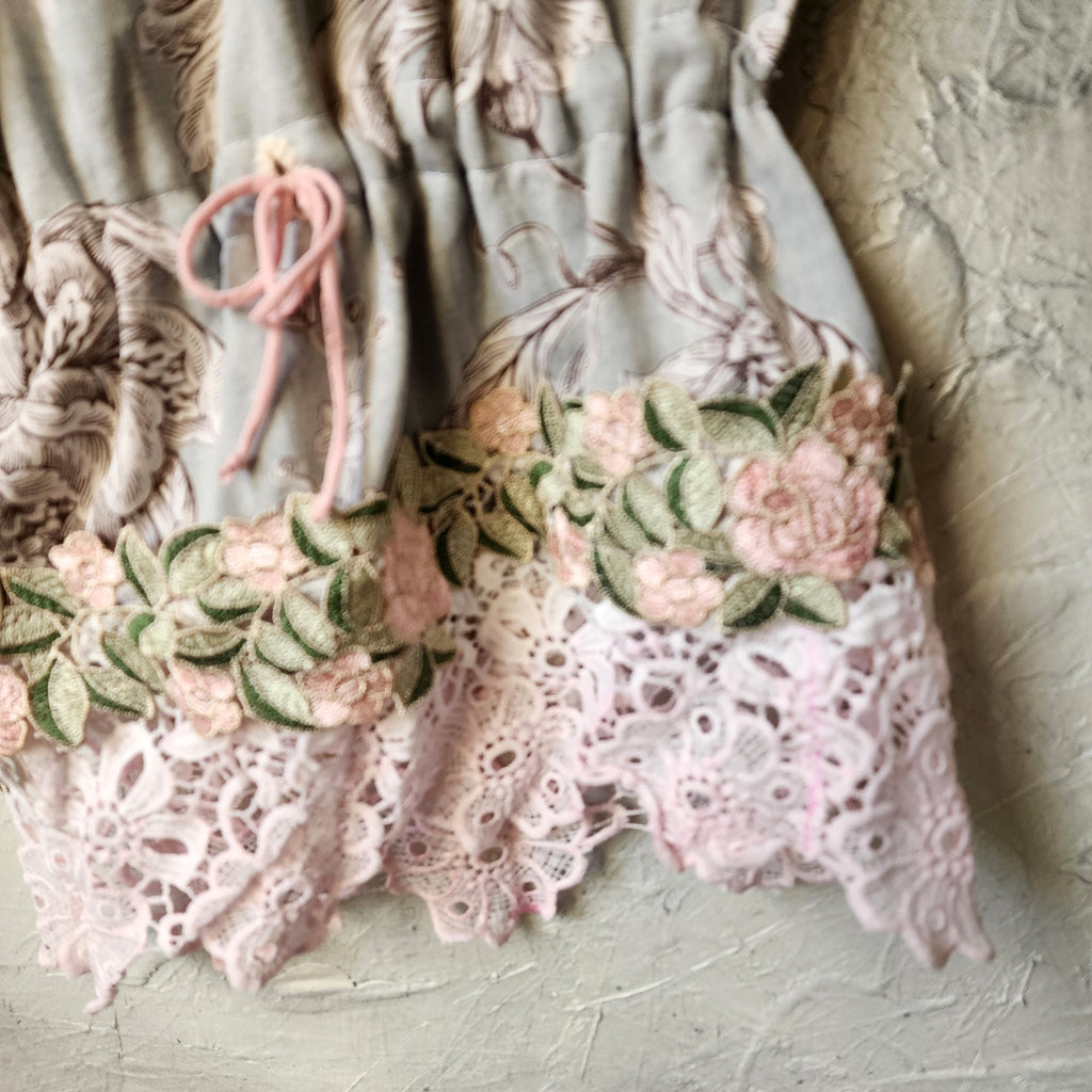 Cupid LOVE LETTERS / Designer Victorian Bloomers Ruffle European Cotton Love Letter Hand Patched  Distressing  Patchwork Floral Prints